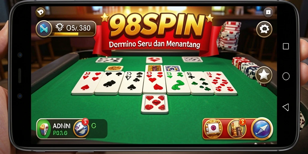 Tampilan menarik dari gameplay Domino di 98SPIN.