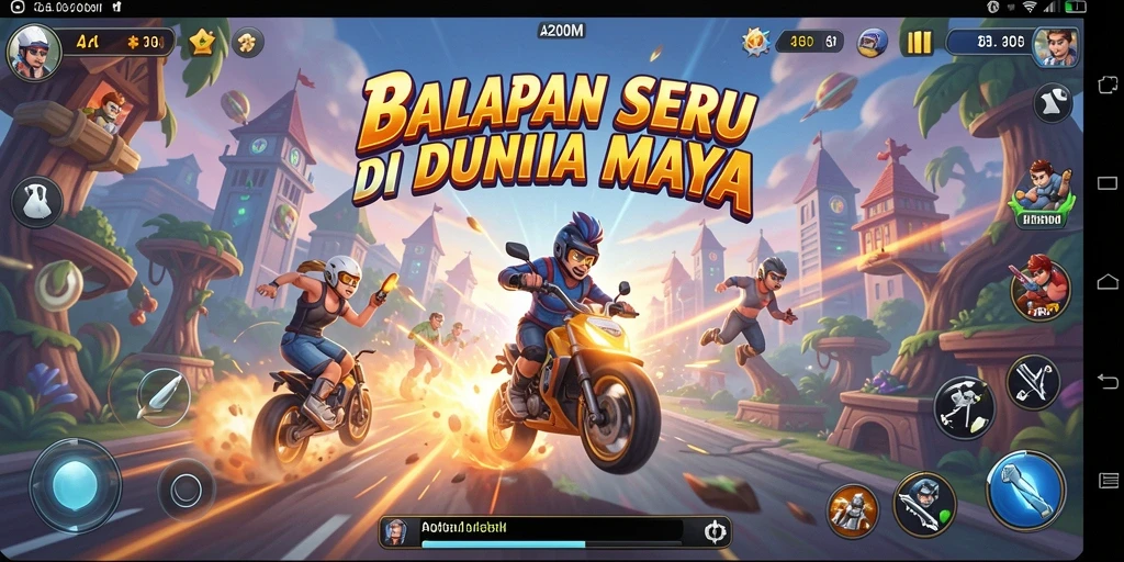 Tampilan gameplay A200M dengan aksi balapan yang mendebarkan.