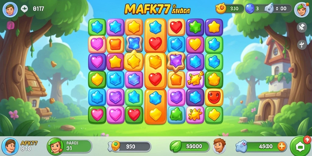 Tampilan gameplay AFK77 yang penuh warna dan menarik.