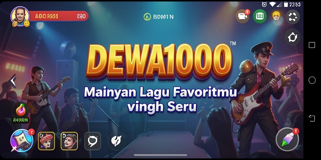 Screenshot gameplay DEWA1000 yang menampilkan pengguna bernyanyi.