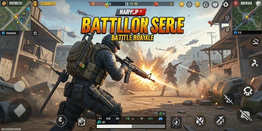 Screenshot gameplay seru dari HARAPJP dalam pertempuran Battle Royale.