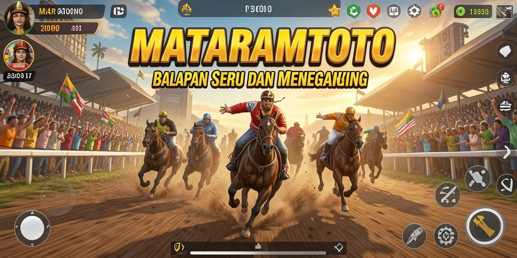 Screenshot menunjukkan aksi balapan mendebarkan di MATARAMTOTO.