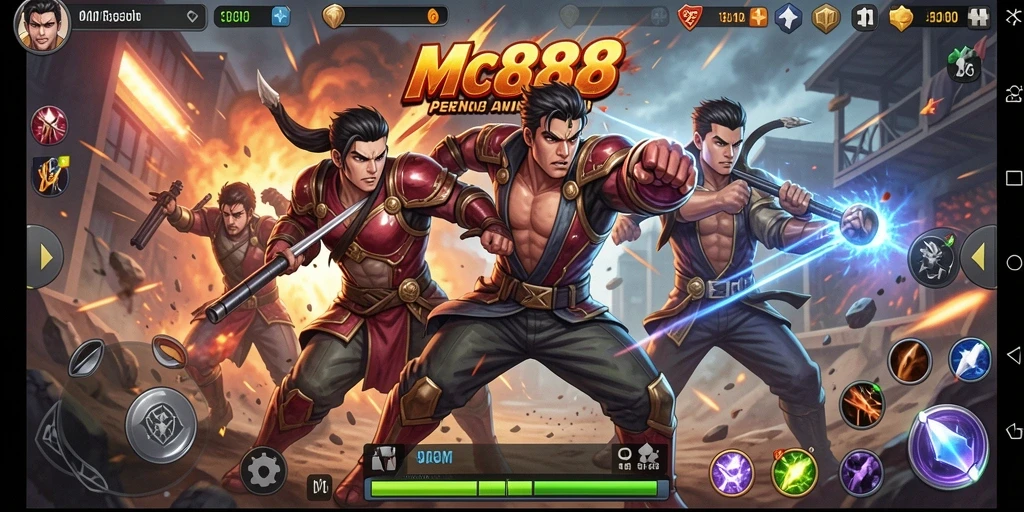 Screenshot gameplay MC888 menampilkan aksi pertarungan yang mendebarkan.