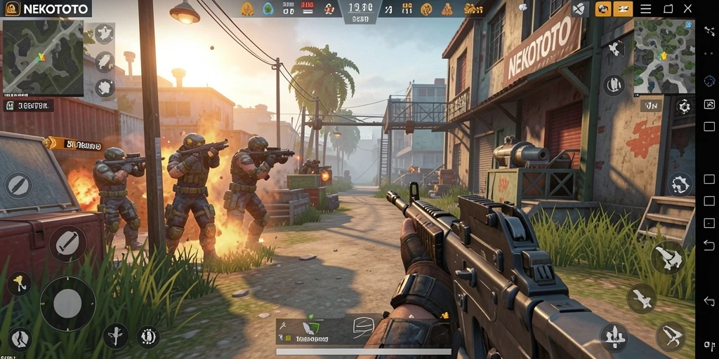 Gameplay seru dari NEKOTOTO dalam aksi pertempuran FPS.