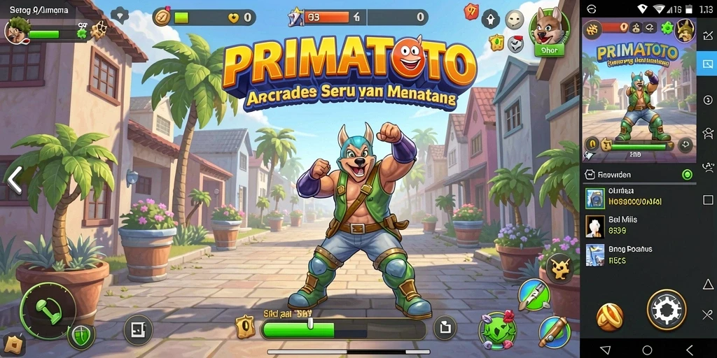 Screenshot utama menampilkan aksi gameplay seru PRIMATOTO.