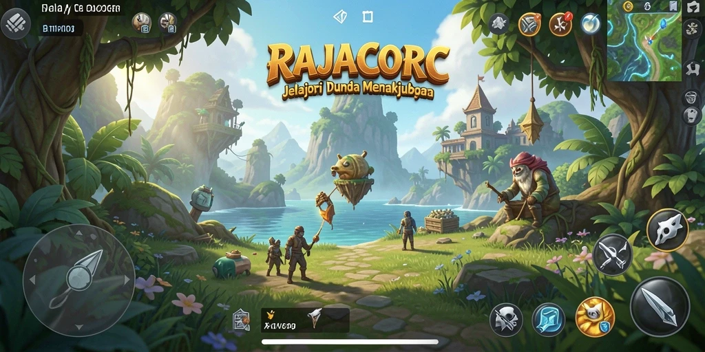 Tampilan gameplay RAJACORC yang menakjubkan di dunia terbuka.