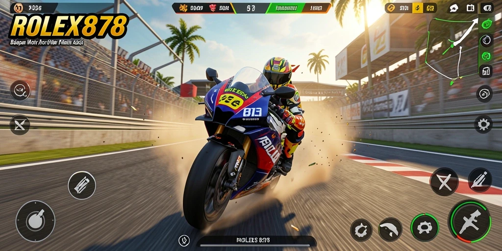 Tampilan aksi balapan motor yang mendebarkan di ROLEX878.